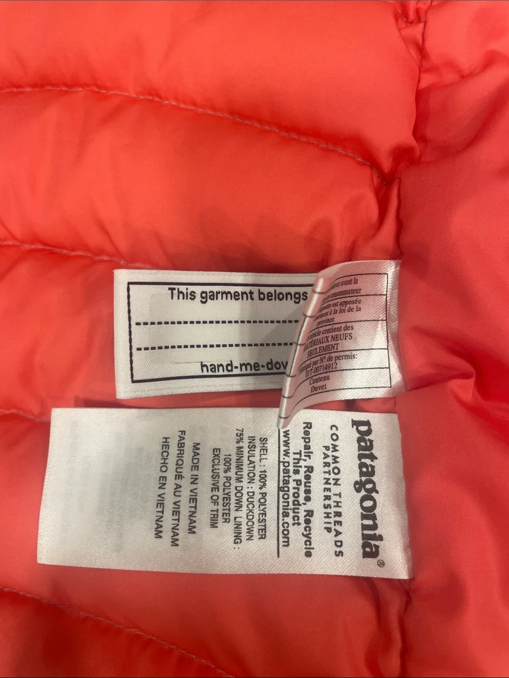 Patagonia Kids Puffer Vest in Light Gray with Coral Interior